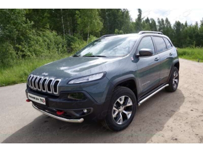 Защита переднего бампера 60 мм ТСС для Jeep Cherokee Trailhawk 2014-2021