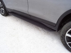 Пороги алюминиевые Slim Line Black для Nissan X-Trail T32 № NISXTR18-34B