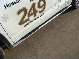 Пороги труба овальная с накладками 75х42 мм для Toyota Highlander № TOYHIGHL14-10